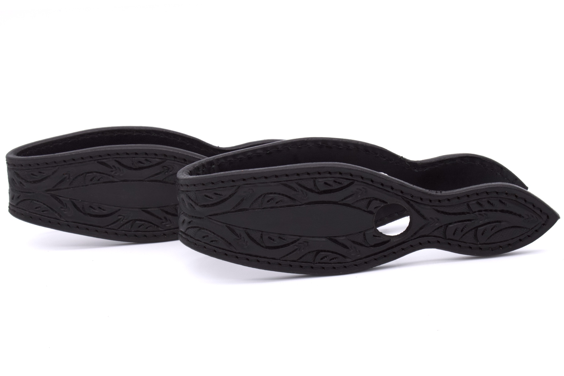 Schwarze Leder slobber bars, slobber straps allblack, mit Punzierung