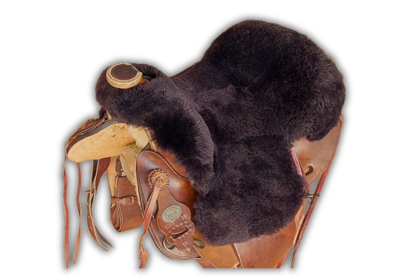 echt-lammfell-western-sitzbezug-mit-hornausschnitt-dunkelbraun Lammfell Western Sattelsitzbezug mit Hornausschnitt