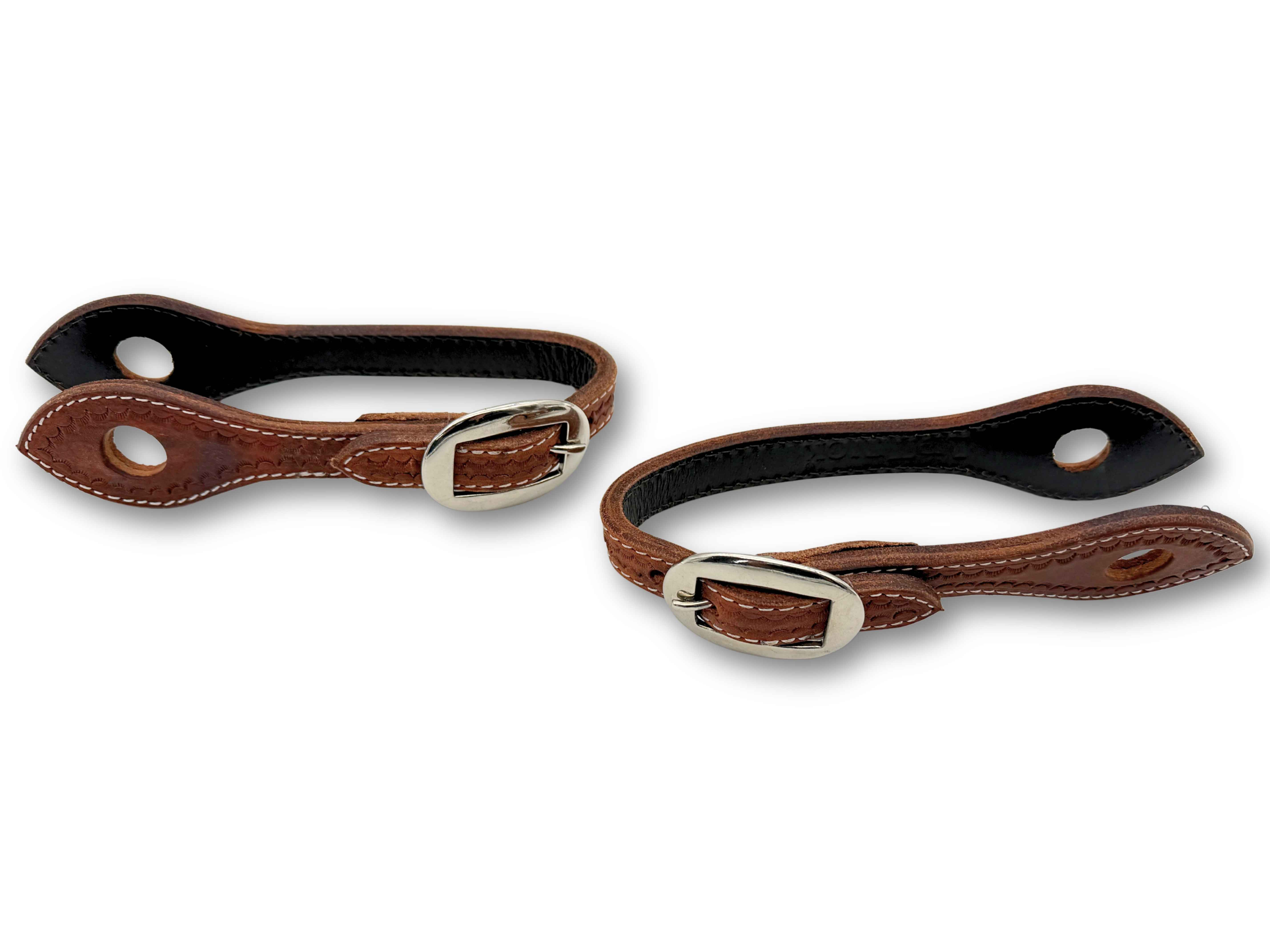 Quick Change Leder Slobber Bars aus amerikanischem Leder mit Punzierung, braun