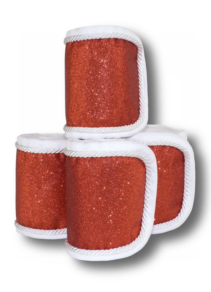 Fleecebandagen 4-er Set, rot Glitzer