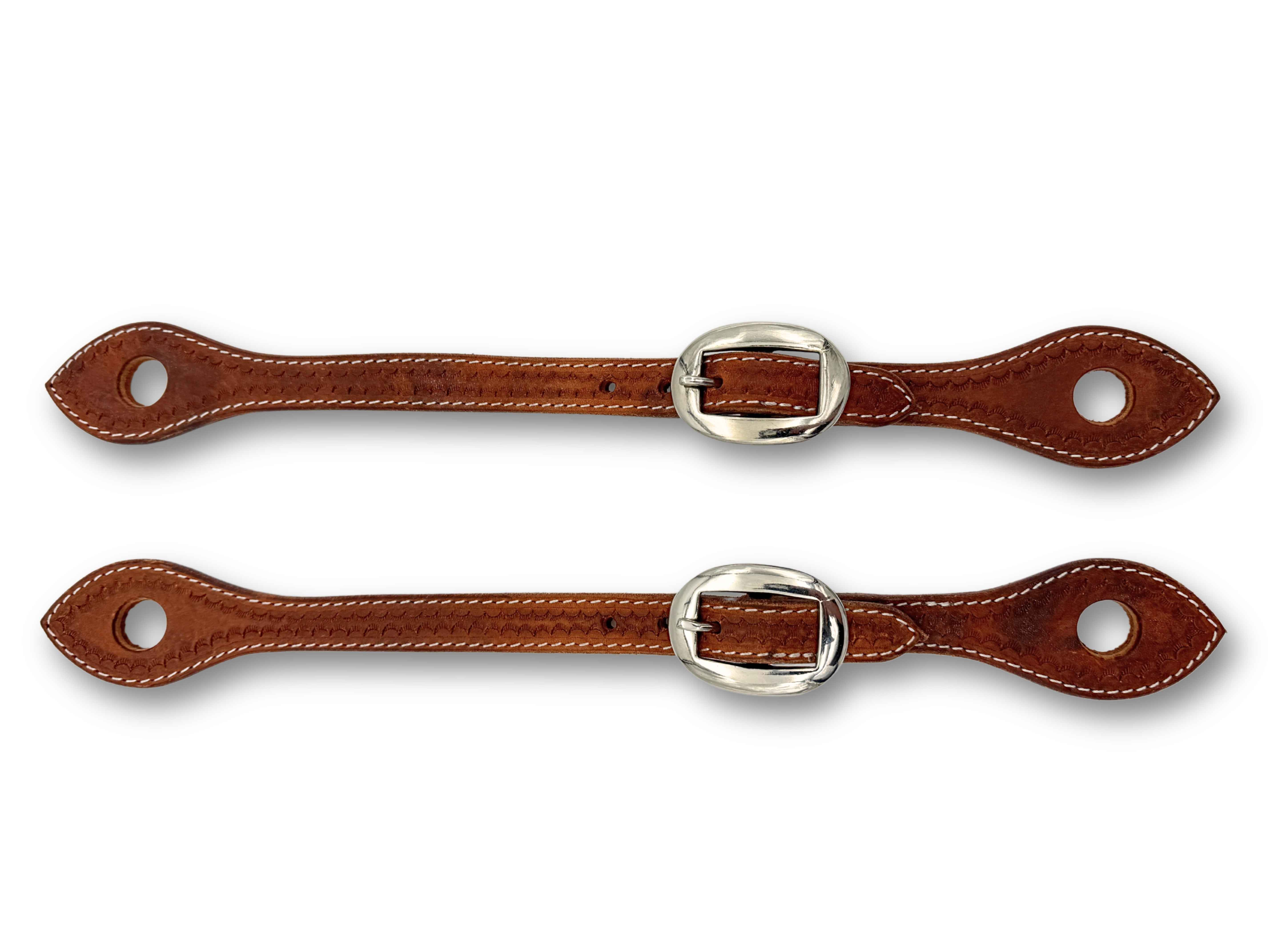 Quick Change Leder Slobber Bars aus amerikanischem Leder mit Punzierung, braun
