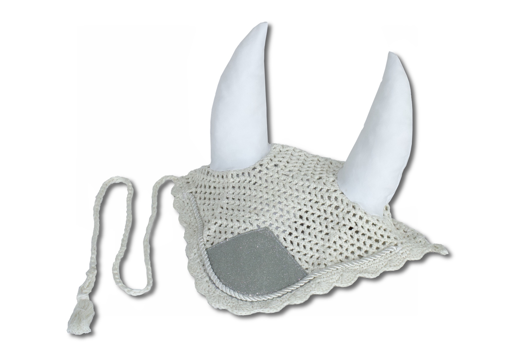 fliegenhaube-weiss-glitzer-f92efj Fliegenmütze, Fliegenhaube Glitzer weiß