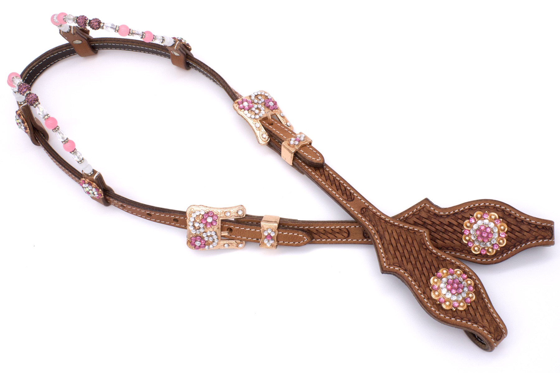 Zweiohr Show Westerntrense Pink/Rosegold mit Perlen-Earloop