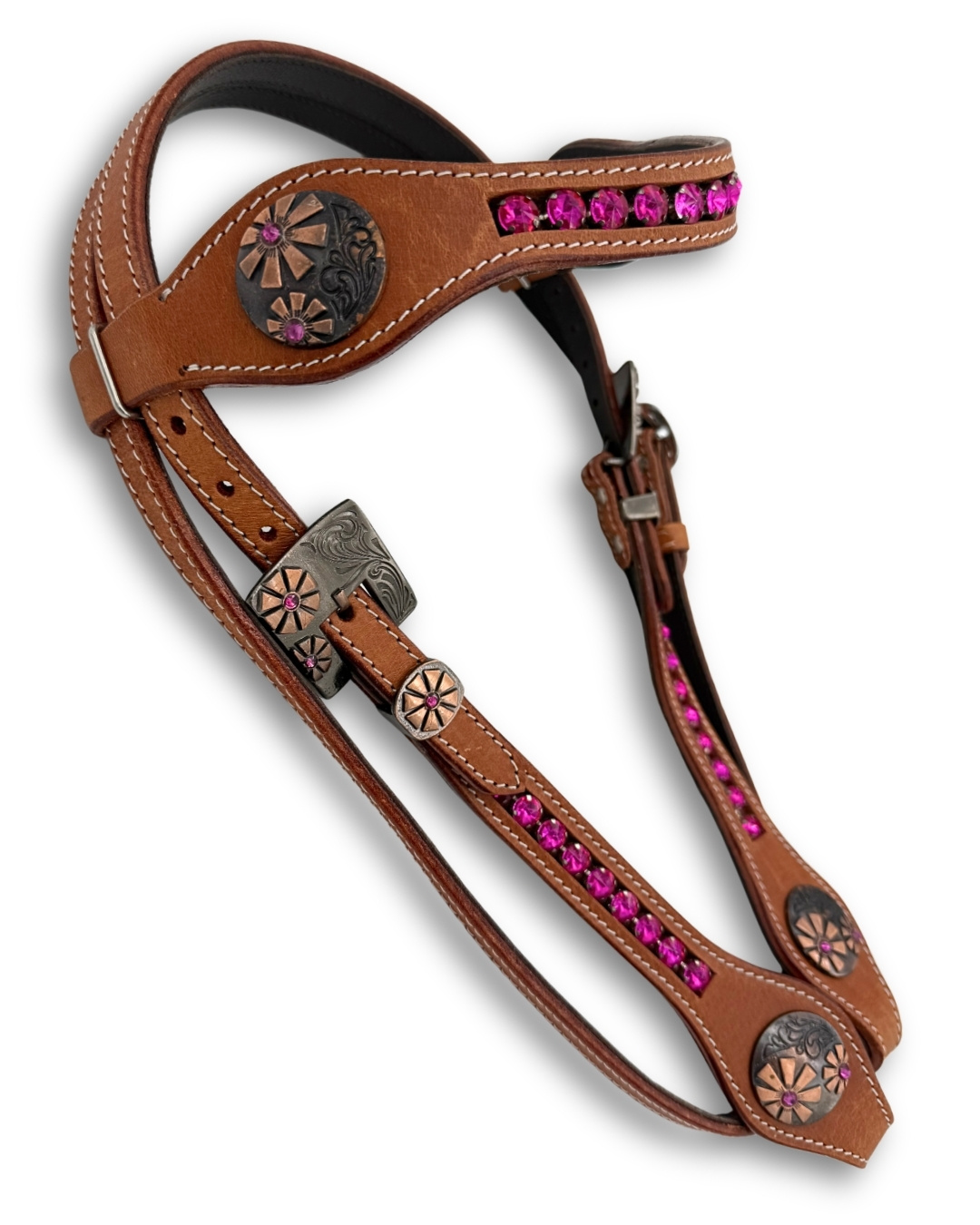 Stirnriemen Westerntrense pink, mit funkelnden Steinen