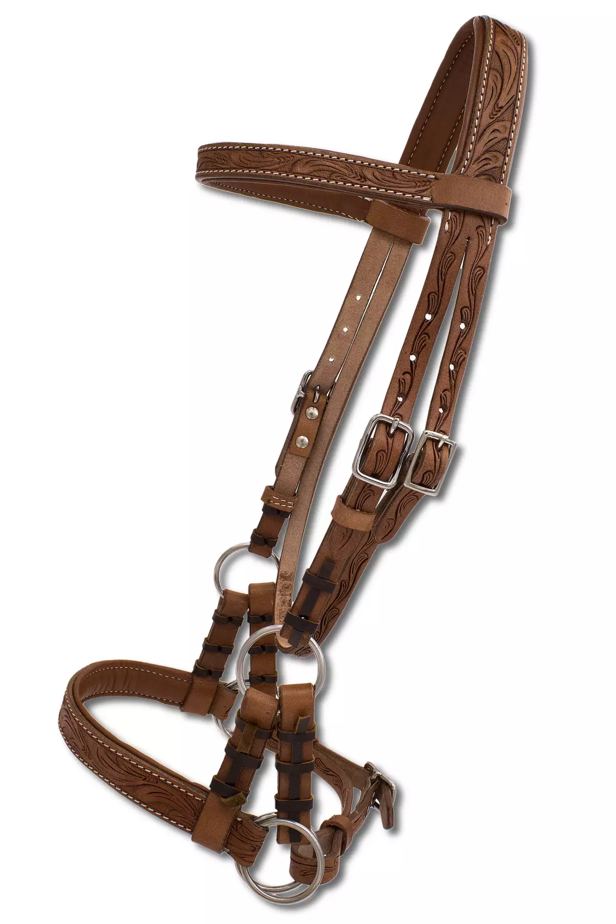 Sidepull-punziert-SW11755 Sidepull super soft, anatomisch, braun, punziert, für gebissloses reiten