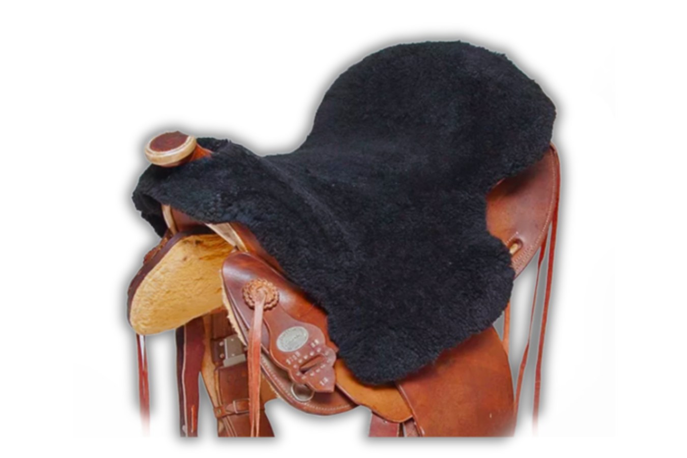 echt-lammfell-western-sitzbezug-mit-hornausschnitt-schwarz Lammfell Western Sattelsitzbezug mit Hornausschnitt