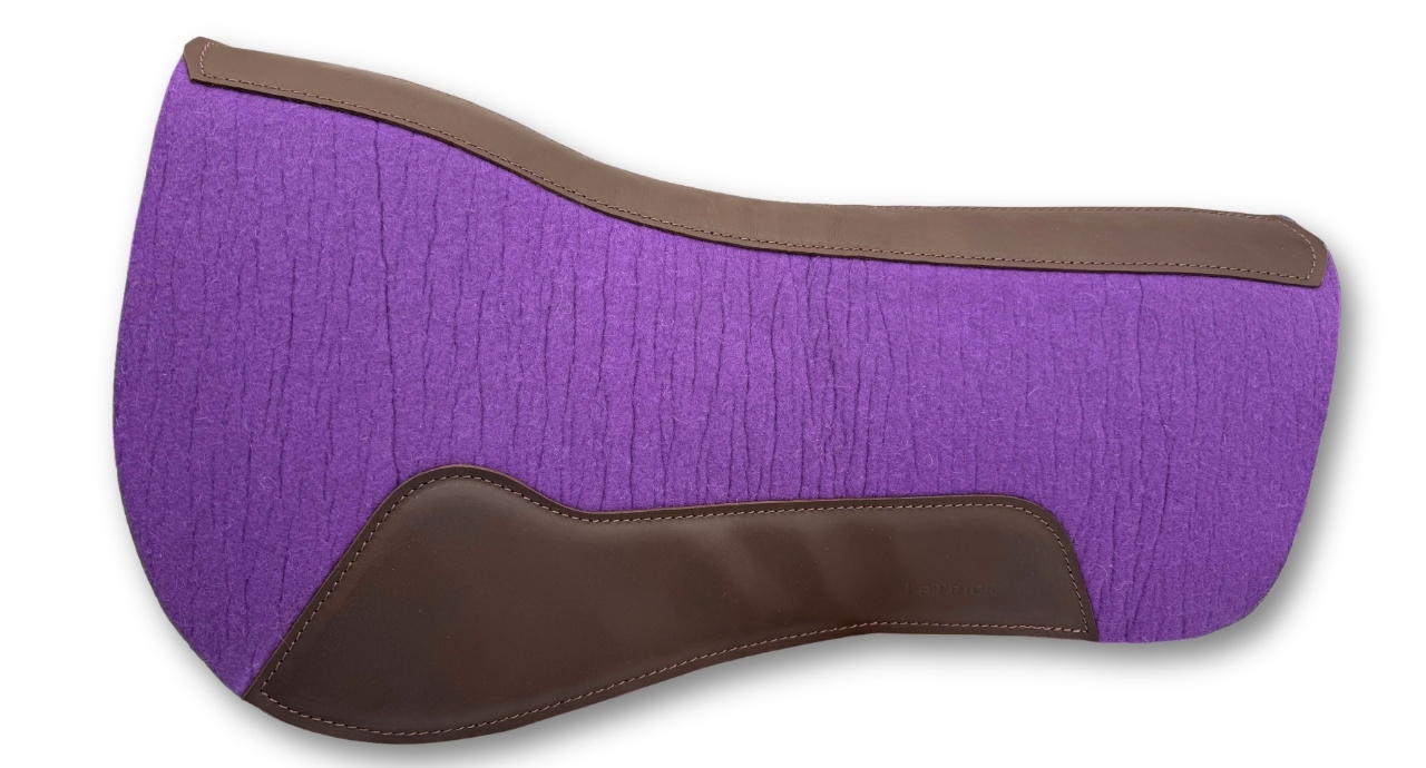 Western Filzpad lila roundskirt kurz mit dunkelbraunem Leder 74 x 79 cm 