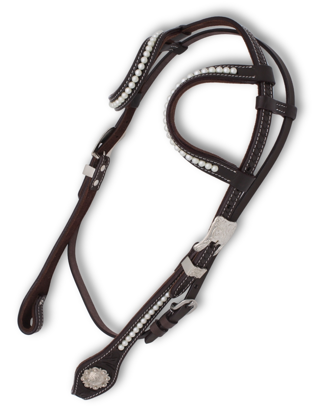 Elegante Zweiohr Westerntrense mit Perlen und Kehlriemen